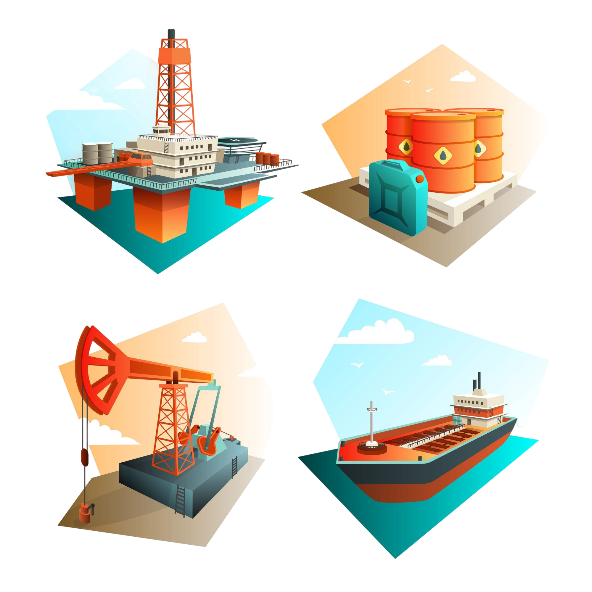 petroleum-industry-icons-square-with-extraction-refining-transportation-oil-fuel-gas